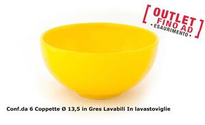 Coppette da Macedoni 6 pezzi diametro 13x13x h11 cm - 250 Ml in GRES adatto alla lavastoviglie colore Giallo