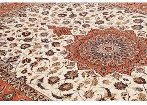 Tappeto Tabriz 50 Raj Medaglione Floreale Avorio Corallo 202x307 Cm