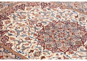Tappeto Isfahan Medaglione Floreale Avorio Rosso Scuro 135x196 Cm