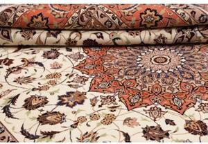 Tappeto Tabriz 50 Raj Medaglione Floreale Avorio Corallo 202x307 Cm