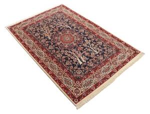 Tappeto Ilaam Medaglione Floreale Blu Scuro Rosso 104x160 Cm