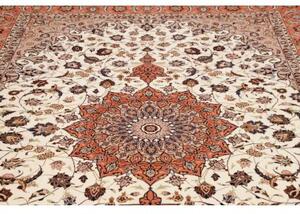 Tappeto Tabriz 50 Raj Medaglione Floreale Avorio Corallo 202x307 Cm