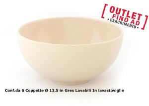 Coppette da Macedoni 6 pezzi diametro 13x13x h11 cm - 250 Ml in GRES adatto alla lavastoviglie colore Bianco