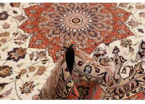 Tappeto Tabriz 50 Raj Medaglione Floreale Avorio Corallo 202x307 Cm