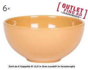 Coppette da Macedoni 6 pezzi diametro 13x13x h11 cm - 250 Ml in GRES adatto alla lavastoviglie colore Nocciola