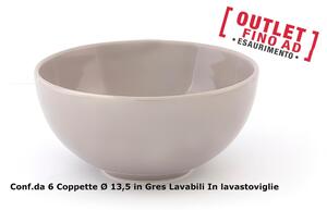 Coppette da Macedoni 6 pezzi diametro 13x13x h11 cm - 250 Ml in GRES adatto alla lavastoviglie colore Tortora