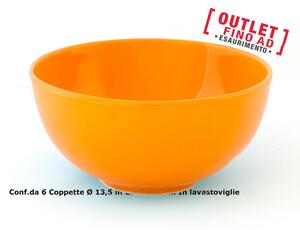Coppette da Macedoni 6 pezzi diametro 13x13x h11 cm - 250 Ml in GRES adatto alla lavastoviglie colore Arancio