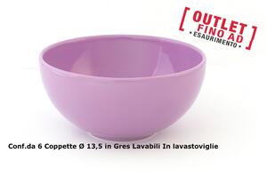 Coppette da Macedoni 6 pezzi diametro 13x13x h11 cm - 250 Ml in GRES adatto alla lavastoviglie colore Lilla