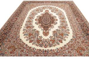 Tappeto Rawar Sherkat Medaglione Floreale Avorio Blu Scuro 291x403 Cm