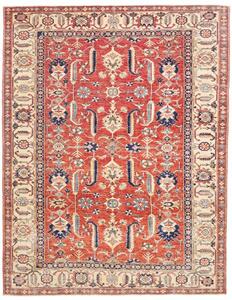 Tappeto Kazak Fine Stilizzato Rosso Mattone Avorio 248x322 Cm