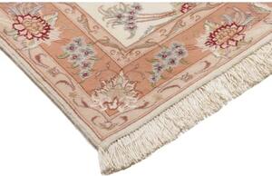 Tappeto Tabriz 70 Raj Medaglione Floreale Avorio Pesca Corsia 85x324 Cm