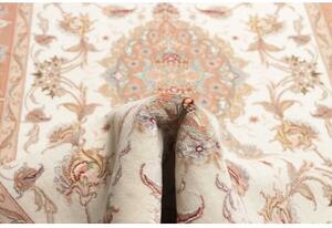 Tappeto Tabriz 70 Raj Medaglione Floreale Avorio Pesca Corsia 85x324 Cm