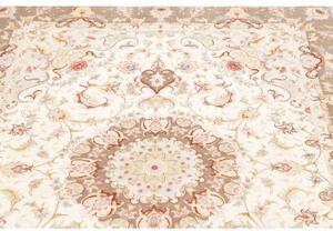 Tappeto Tabriz 50 Raj Medaglione Floreale Avorio Tortora 149x214 Cm