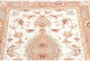 Tappeto Tabriz 70 Raj Medaglione Floreale Avorio Pesca Corsia 85x324 Cm