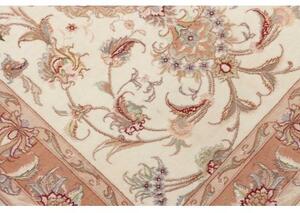 Tappeto Tabriz 70 Raj Medaglione Floreale Avorio Pesca Corsia 85x324 Cm