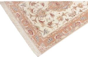 Tappeto Tabriz 70 Raj Medaglione Floreale Avorio Pesca Corsia 85x324 Cm