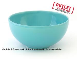 Coppette da Macedoni 6 pezzi diametro 13x13x h11 cm - 250 Ml in GRES adatto alla lavastoviglie colore Azzurro