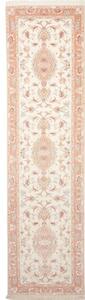 Tappeto Tabriz 70 Raj Medaglione Floreale Avorio Pesca Corsia 85x324 Cm