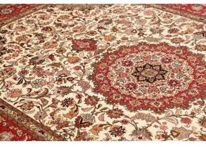 Tappeto Tabriz 50 Raj Medaglione Floreale Avorio Rosso 208x302 Cm