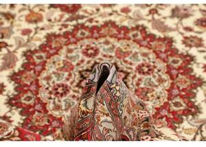Tappeto Tabriz 50 Raj Medaglione Floreale Avorio Rosso 208x302 Cm