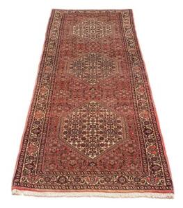 Tappeto Bidjar Stilizzato Rosso Antico Avorio Corsia 74x221 Cm