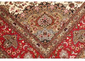 Tappeto Tabriz 50 Raj Medaglione Floreale Avorio Rosso 208x302 Cm