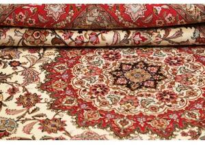 Tappeto Tabriz 50 Raj Medaglione Floreale Avorio Rosso 208x302 Cm