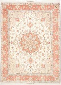 Tappeto Tabriz 70 Raj Medaglione Floreale Avorio Corallo 155x213 Cm