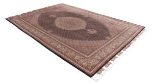 Tappeto Tabriz 50 Raj Mahi Medaglione Floreale Marrone Scuro Beige 207x302 Cm