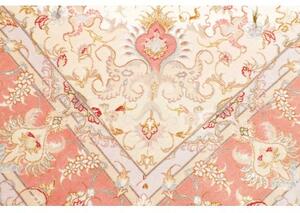 Tappeto Tabriz 70 Raj Medaglione Floreale Avorio Corallo 155x213 Cm