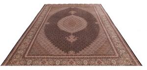 Tappeto Tabriz 50 Raj Mahi Medaglione Floreale Marrone Scuro Beige 207x302 Cm