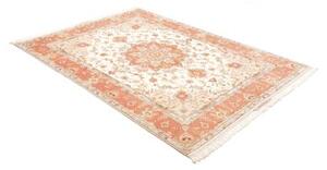 Tappeto Tabriz 70 Raj Medaglione Floreale Avorio Corallo 155x213 Cm