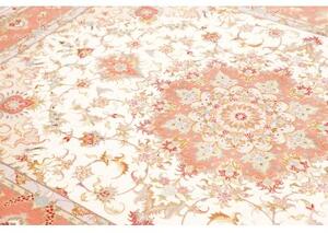 Tappeto Tabriz 70 Raj Medaglione Floreale Avorio Corallo 155x213 Cm