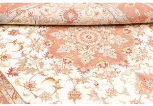 Tappeto Tabriz 70 Raj Medaglione Floreale Avorio Corallo 155x213 Cm