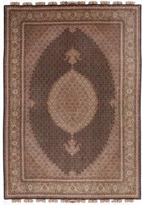 Tappeto Tabriz 50 Raj Mahi Medaglione Floreale Marrone Scuro Beige 207x302 Cm