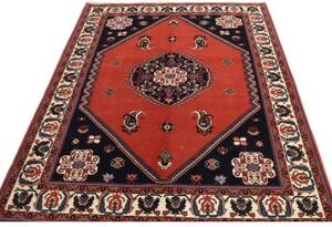 Tappeto Kaschkuli Medaglione Rosso Corallo Blu Scuro 149x201 Cm