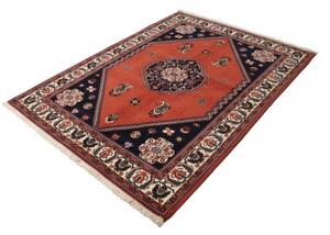 Tappeto Kaschkuli Medaglione Rosso Corallo Blu Scuro 149x201 Cm