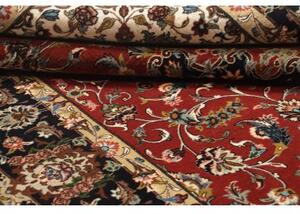 Tappeto Ghom Medaglione Floreale Rosso Nero 140x211 Cm