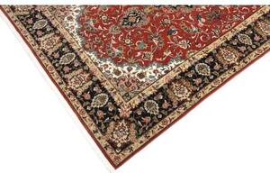 Tappeto Ghom Medaglione Floreale Rosso Nero 140x211 Cm