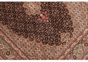 Tappeto Tabriz 50 Raj Mahi Medaglione Marrone Scuro Avorio Corsia 83x300 Cm