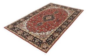 Tappeto Ghom Medaglione Floreale Rosso Nero 140x211 Cm