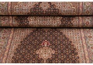 Tappeto Tabriz 50 Raj Mahi Medaglione Marrone Scuro Avorio Corsia 83x300 Cm