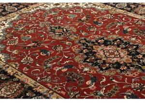 Tappeto Ghom Medaglione Floreale Rosso Nero 140x211 Cm