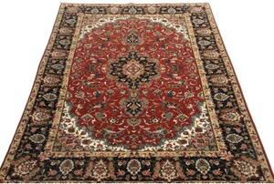 Tappeto Ghom Medaglione Floreale Rosso Nero 140x211 Cm
