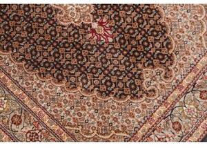 Tappeto Tabriz 50 Raj Mahi Medaglione Marrone Scuro Avorio Corsia 83x300 Cm