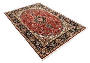 Tappeto Ghom Medaglione Floreale Rosso Nero 140x211 Cm