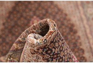 Tappeto Tabriz 50 Raj Mahi Medaglione Marrone Scuro Avorio Corsia 83x300 Cm