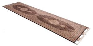 Tappeto Tabriz 50 Raj Mahi Medaglione Marrone Scuro Avorio Corsia 83x300 Cm