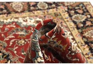 Tappeto Ghom Medaglione Floreale Rosso Nero 140x211 Cm
