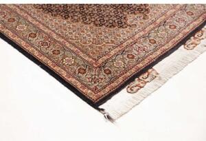 Tappeto Tabriz 50 Raj Mahi Medaglione Marrone Scuro Avorio Corsia 83x300 Cm